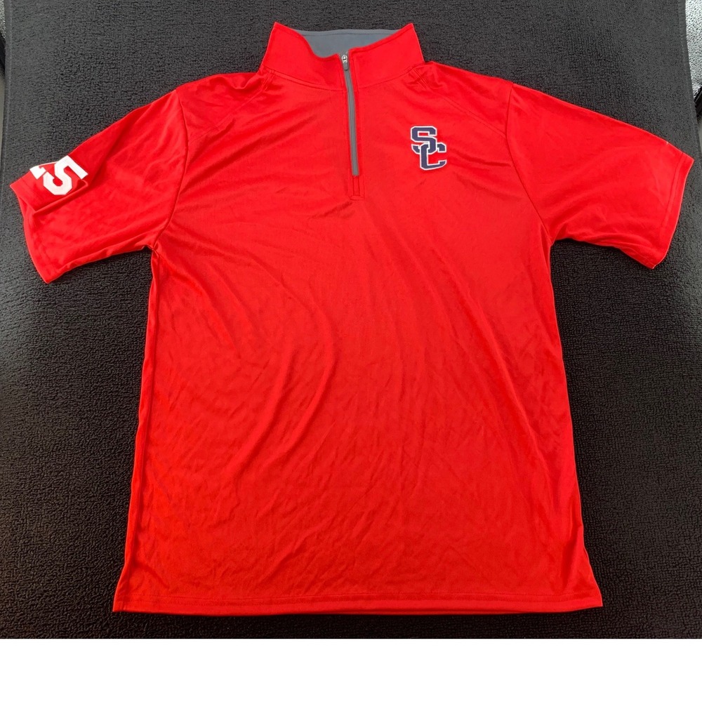 Badger Sport Red SC 25‎ Short Sleeve Quarter Zip Pullover Men's Athletic Shirt